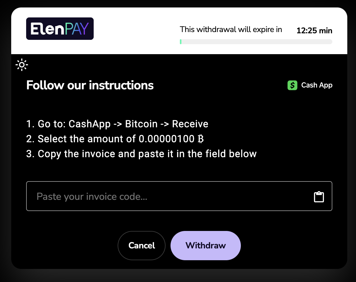 Withdrawal Invoice