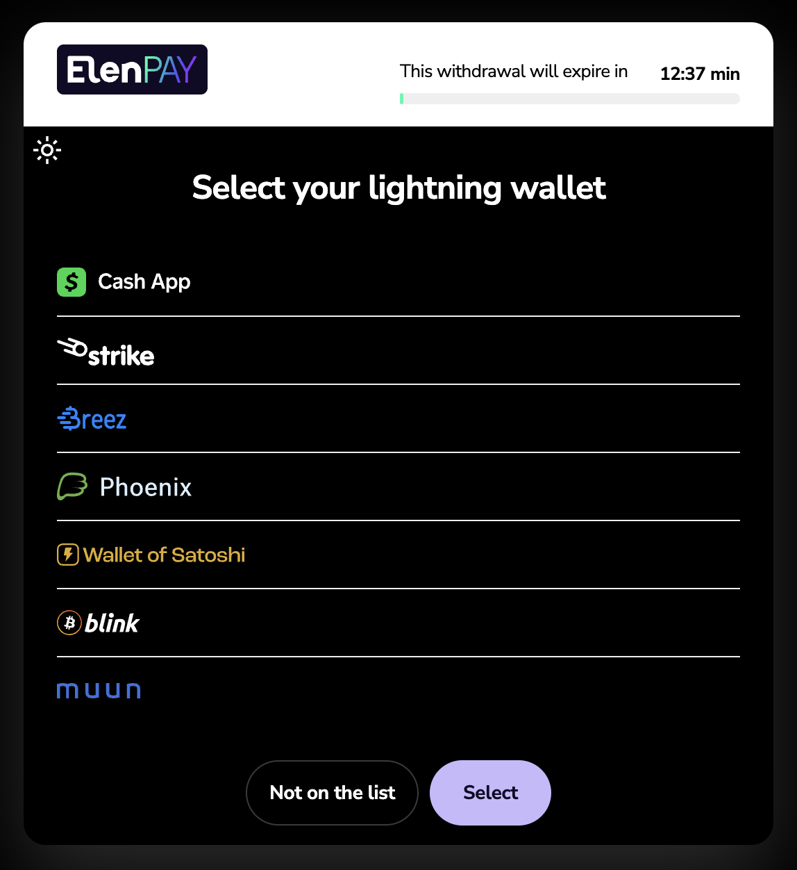 Withdrawal Type Selection